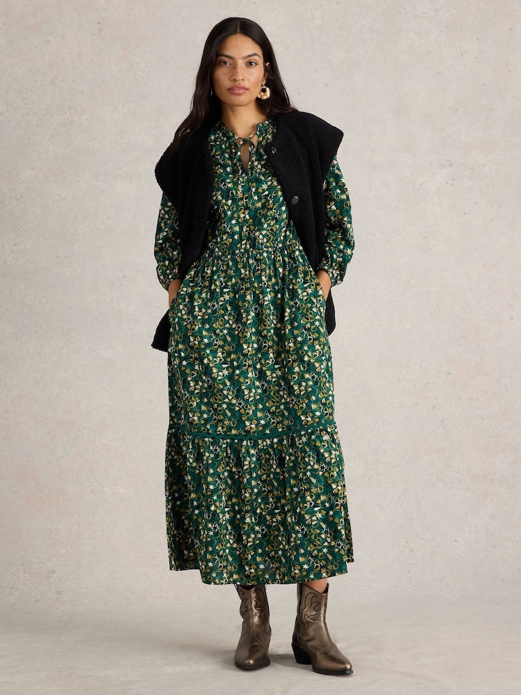 White Stuff Green 100% Organic Cotton Lotus Maxi Dress - Image 1 of 6