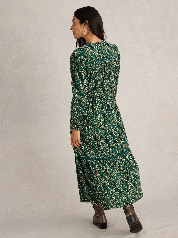White Stuff Green 100% Organic Cotton Lotus Maxi Dress - Image 2 of 6