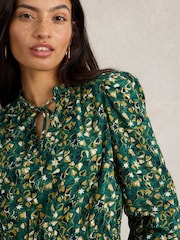 White Stuff Green 100% Organic Cotton Lotus Maxi Dress - Image 4 of 6