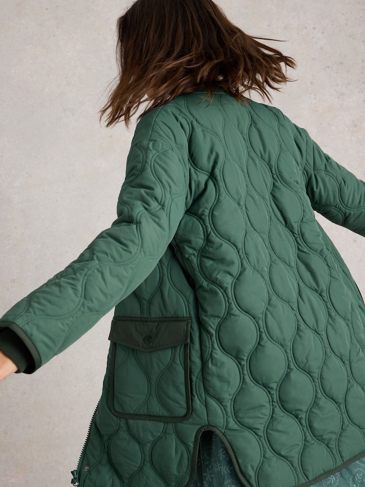 White Stuff Green Raya Quilted Coat - Image 2 of 5