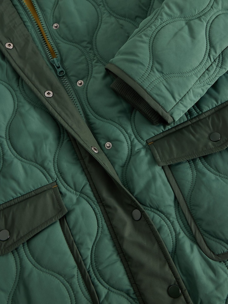 White Stuff Green Raya Quilted Coat - Image 5 of 5