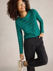 White Stuff Green Clara Stitch T-Shirt - Image 3 of 6