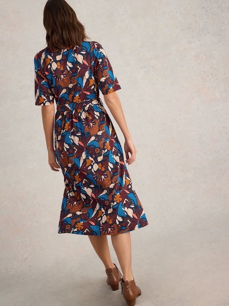 White Stuff Blue Ava Jersey Midi Dress - Image 2 of 6