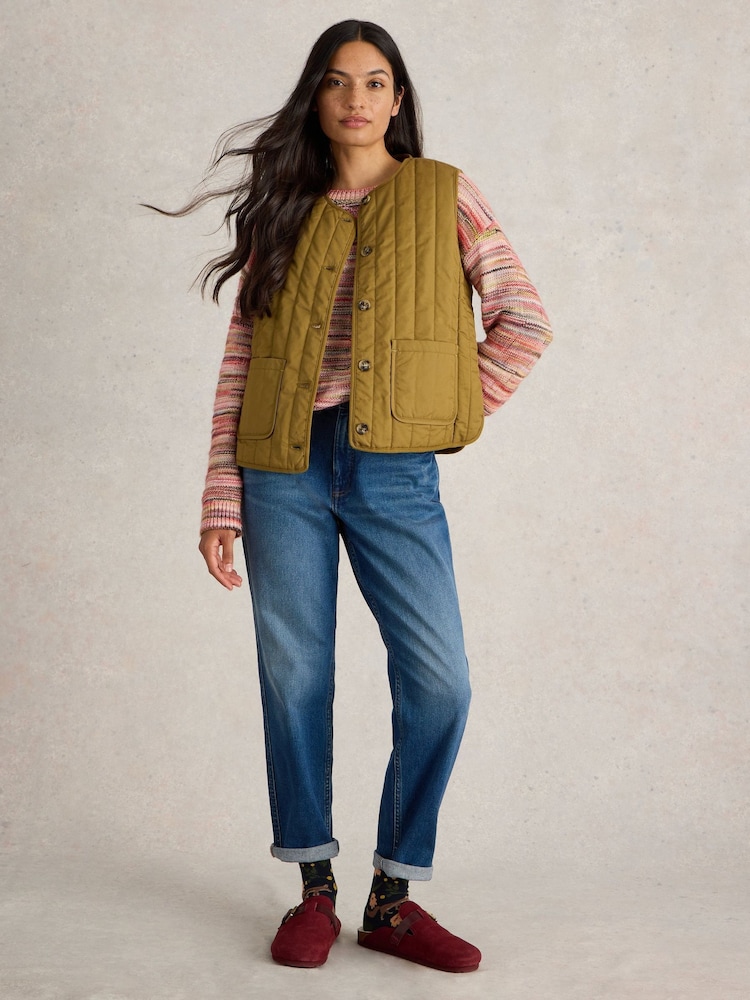 White Stuff 100% Organic cotton Emma Quilted Gilet - Image 1 of 6