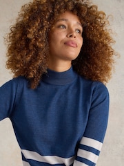 White Stuff Blue Roll Neck Merino Jumper - Image 4 of 6