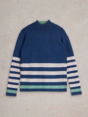 White Stuff Blue Roll Neck Merino Jumper - Image 5 of 6