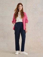 White Stuff Blue Arlo Tencel Cargo Trousers - Image 1 of 7