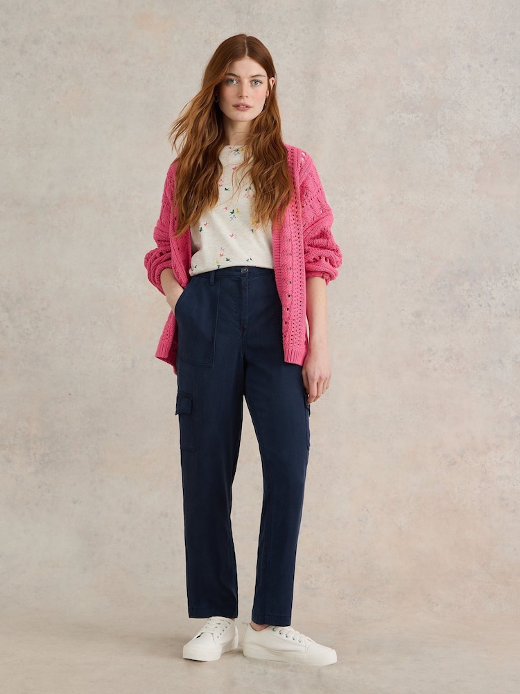 White Stuff Blue Arlo Tencel Cargo Trousers - Image 1 of 7