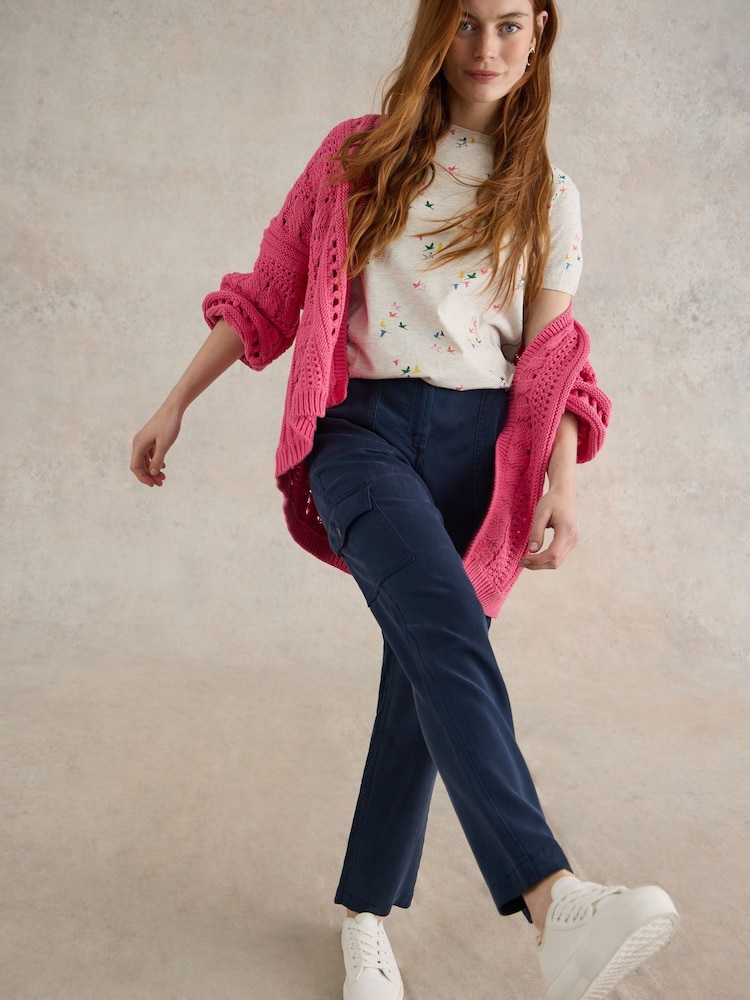 White Stuff Blue Arlo Tencel Cargo Trousers - Image 2 of 7