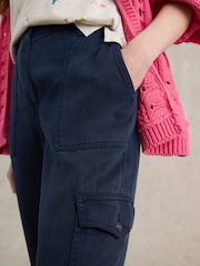 White Stuff Blue Arlo Tencel Cargo Trousers - Image 3 of 7