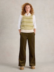 White Stuff Yellow 100% Organic Cotton Fairisle Stripe Tank - Image 1 of 6
