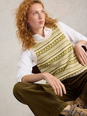 White Stuff Yellow 100% Organic Cotton Fairisle Stripe Tank - Image 2 of 6