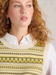 White Stuff Yellow 100% Organic Cotton Fairisle Stripe Tank - Image 4 of 6