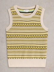 White Stuff Yellow 100% Organic Cotton Fairisle Stripe Tank - Image 5 of 6