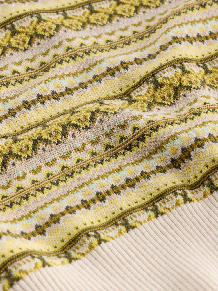 White Stuff Yellow 100% Organic Cotton Fairisle Stripe Tank - Image 6 of 6