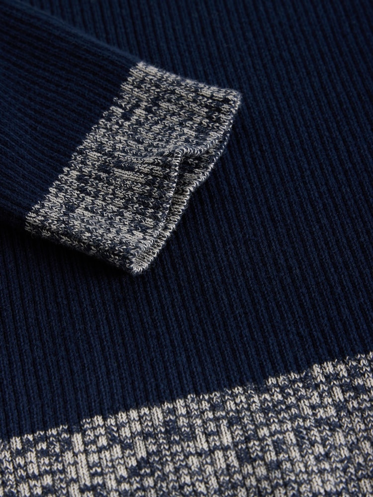 White Stuff Blue 100% Organic Cotton Rib Collar Jumper - Image 6 of 6