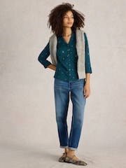 White Stuff Green 100% Cotton Annie Embroidered Shirt - Image 1 of 6