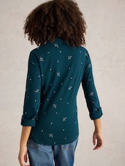 White Stuff Green 100% Cotton Annie Embroidered Shirt - Image 2 of 6