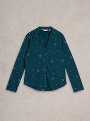 White Stuff Green 100% Cotton Annie Embroidered Shirt - Image 5 of 6