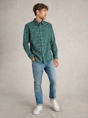White Stuff Blue 100% Cotton Climbing Thorns Printed Shirt - Image 1 of 6
