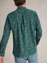 White Stuff Blue 100% Cotton Climbing Thorns Printed Shirt - Image 3 of 6