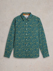 White Stuff Blue 100% Cotton Climbing Thorns Printed Shirt - Image 5 of 6