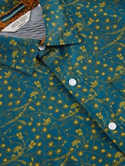 White Stuff Blue 100% Cotton Climbing Thorns Printed Shirt - Image 6 of 6