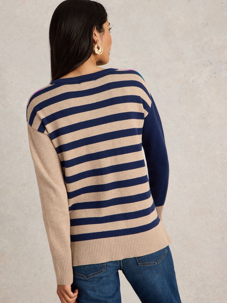 White Stuff Natural City Check Heart Jumper - Image 2 of 6