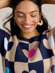 White Stuff Natural City Check Heart Jumper - Image 4 of 6