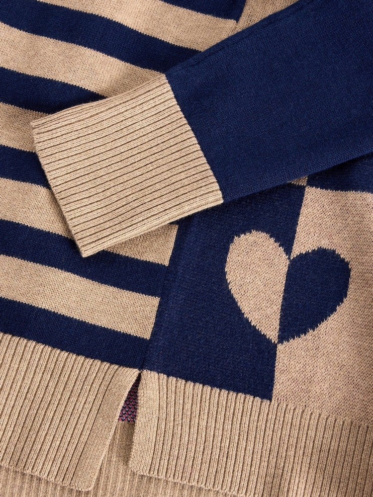 White Stuff Natural City Check Heart Jumper - Image 6 of 6