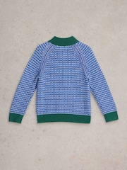 White Stuff Blue Tuck Stitch Funnel Jumper - Image 2 of 3