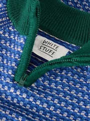 White Stuff Blue Tuck Stitch Funnel Jumper - Image 3 of 3