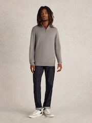 White Stuff Grey Merino Funnel Neck Nep Jumper - Image 1 of 6