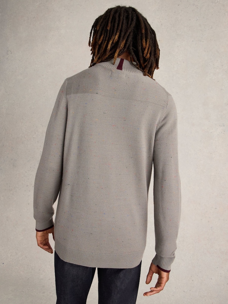 White Stuff Grey Merino Funnel Neck Nep Jumper - Image 2 of 6