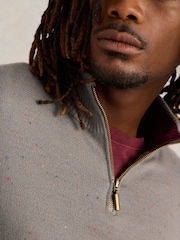 White Stuff Grey Merino Funnel Neck Nep Jumper - Image 4 of 6