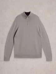 White Stuff Grey Merino Funnel Neck Nep Jumper - Image 5 of 6