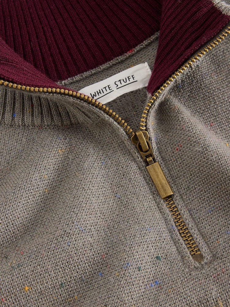 White Stuff Grey Merino Funnel Neck Nep Jumper - Image 6 of 6