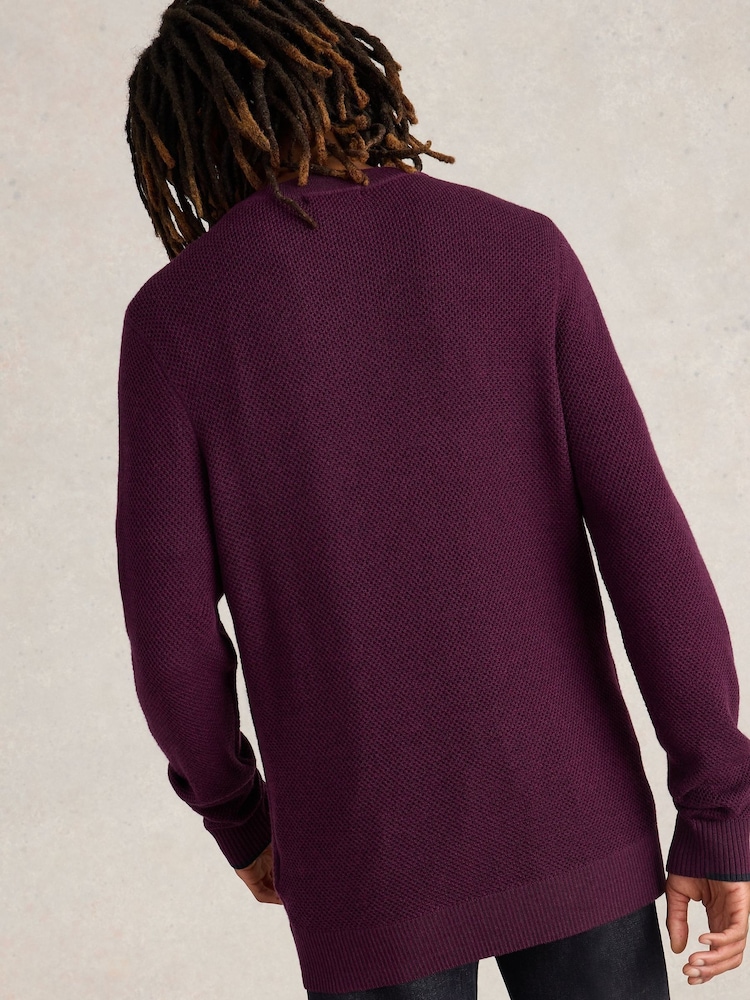 White Stuff Purple Newport Merino Henley Jumper - Image 2 of 6