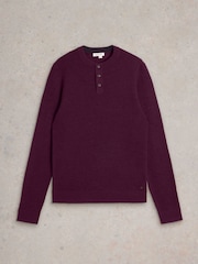 White Stuff Purple Newport Merino Henley Jumper - Image 5 of 6