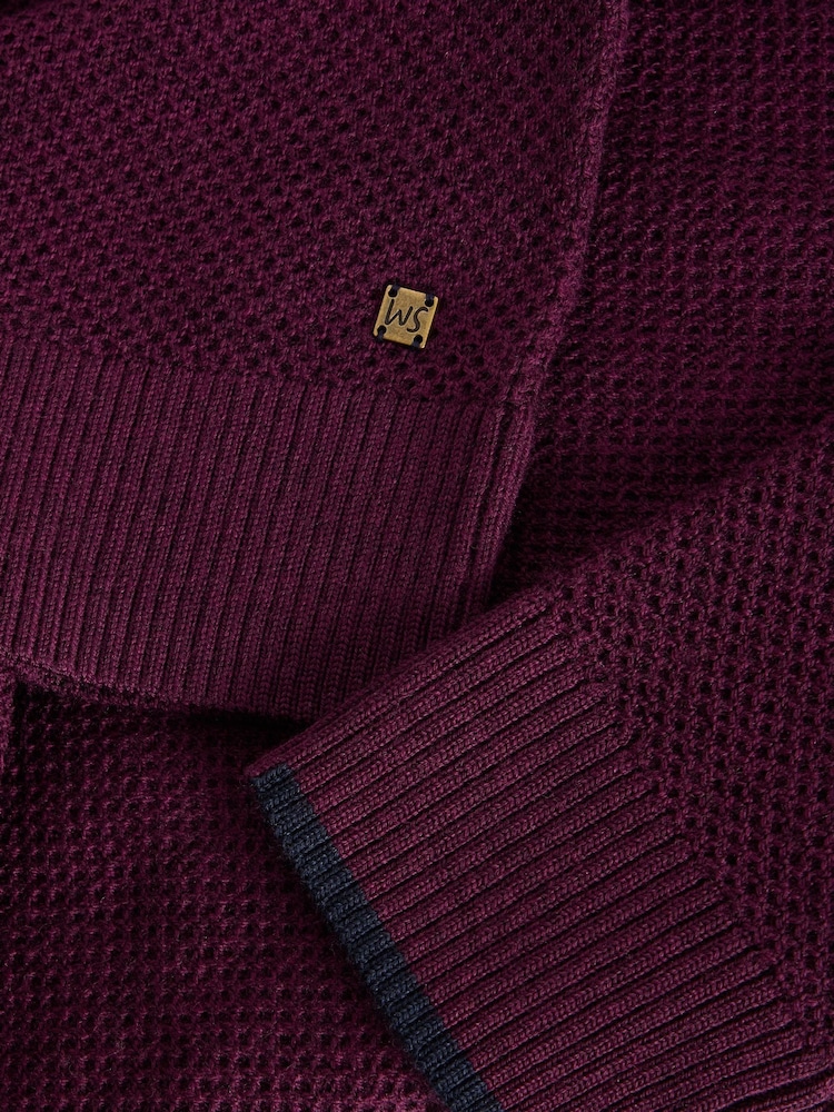 White Stuff Purple Newport Merino Henley Jumper - Image 6 of 6