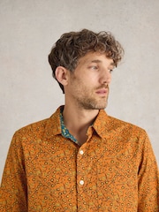 White Stuff Orange 100% Cotton Climbing Thorns Printed Shirt - Image 4 of 6