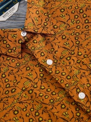 White Stuff Orange 100% Cotton Climbing Thorns Printed Shirt - Image 6 of 6