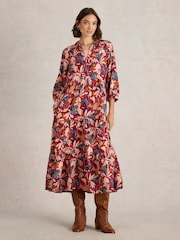 White Stuff Purple Virginia Tiered Shirt Dress - Image 1 of 6
