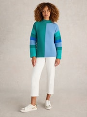 White Stuff Green 100% Organic Cotton Jana High Neck Jumper - Image 1 of 6