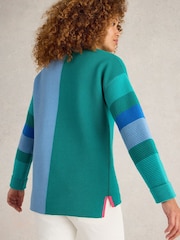 White Stuff Green 100% Organic Cotton Jana High Neck Jumper - Image 2 of 6