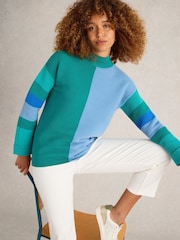 White Stuff Green 100% Organic Cotton Jana High Neck Jumper - Image 3 of 6