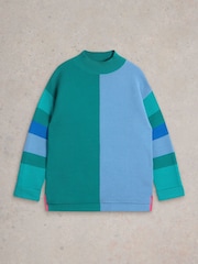 White Stuff Green 100% Organic Cotton Jana High Neck Jumper - Image 5 of 6