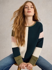 White Stuff Natural 100% Organic Cotton Jana Colourblock Jumper - Image 4 of 6