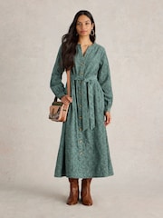 White Stuff Green 100% Organic cotton Florence Cord Dress - Image 1 of 6