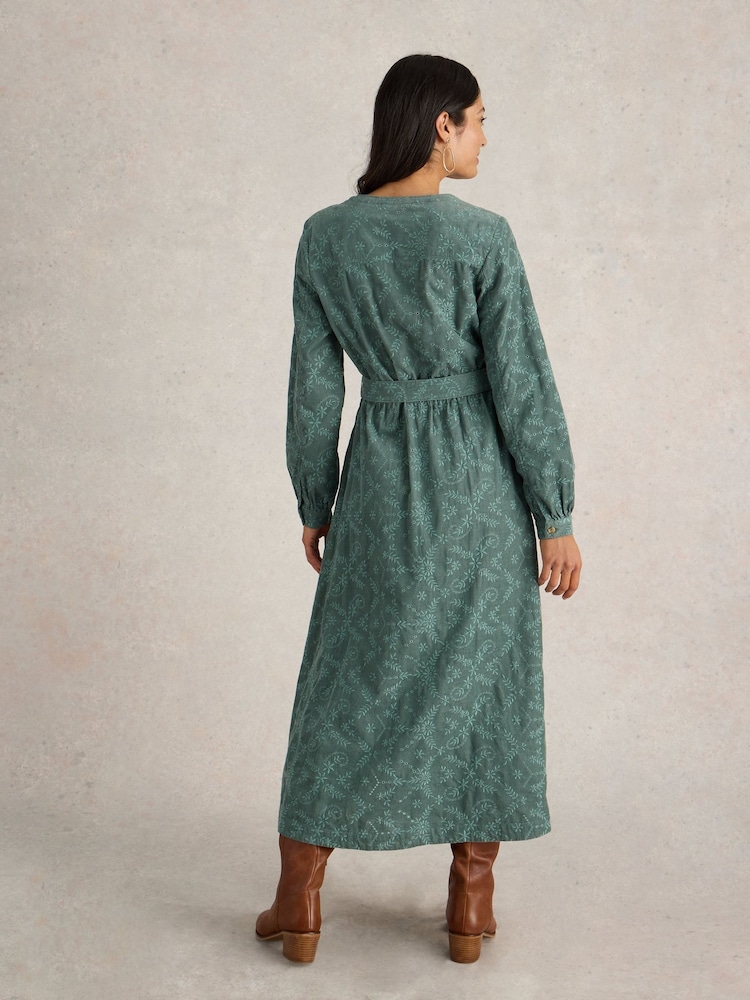White Stuff Green 100% Organic cotton Florence Cord Dress - Image 2 of 6